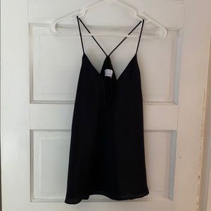 Black spaghetti straped racerback tank top